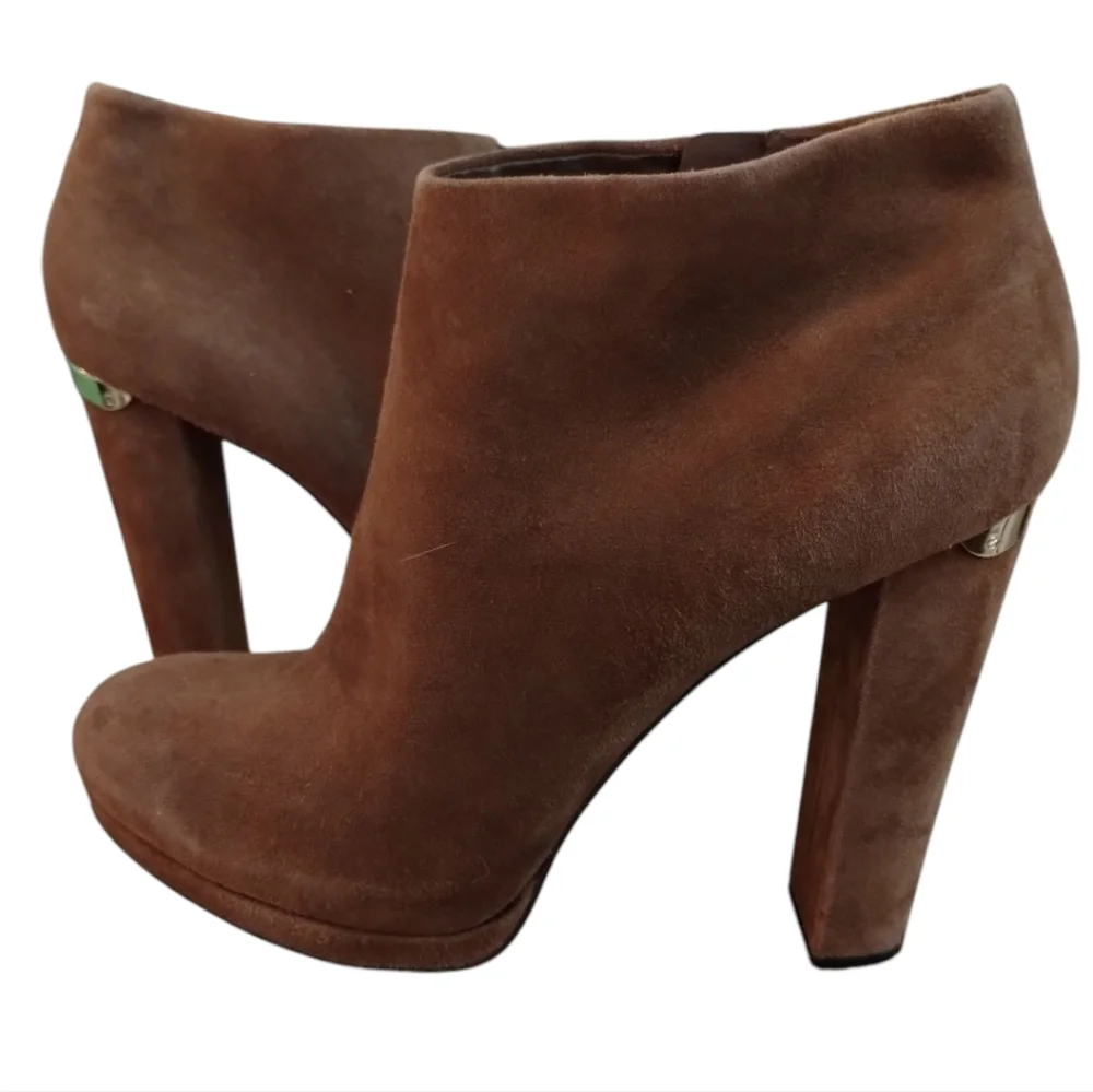 Michael Kors Haven Ankle Boots Women Size 10 Booties Brown Suede